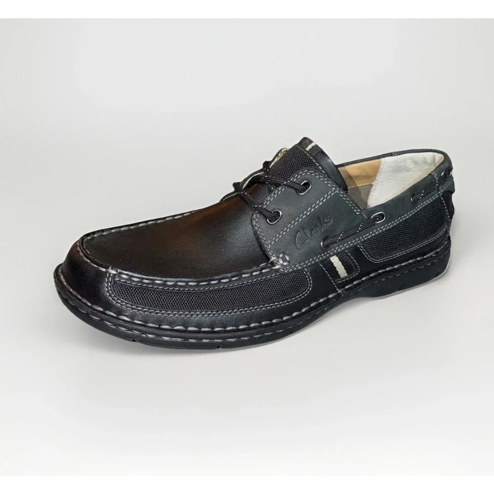 Clarks XTR Lite Men's Black Leather Loafers Size‎ 9M Slip On Comfort Shoes
